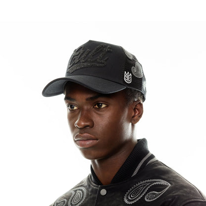 CULT  Paisley Shimuchan Logo Mesh Back Trucker Hat in Black (624B11-CH73A)