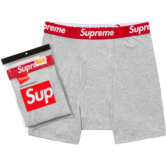 SUPREME/HANES BOXER BRIEFS 2 PACK HEATHER GREY