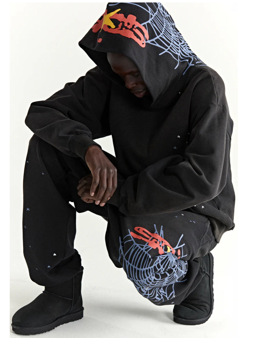 SP5DER HEAVY WEB HOODIE - BLACK