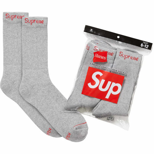 Supreme x Hanes Crew Socks (4 Pack) 'HEATHER GREY'