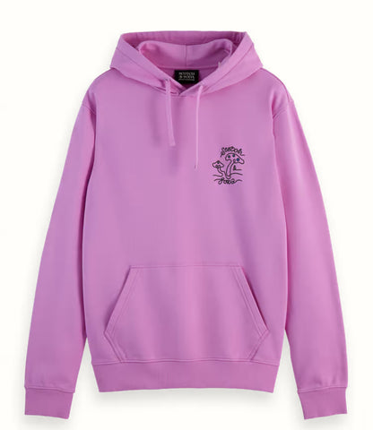 SCOTCH & SODA MUSHROOM ARTWORK HOODIE-IRIS PINK