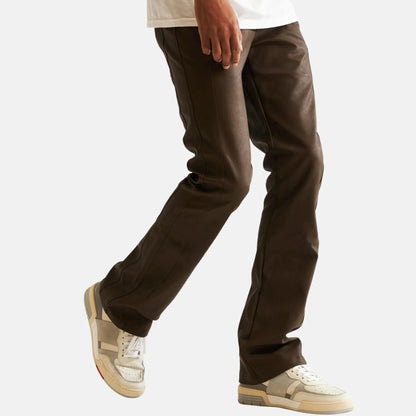 EMBELLISH MONT LEATHER FLARE PANTS ' CHOCOLATE'