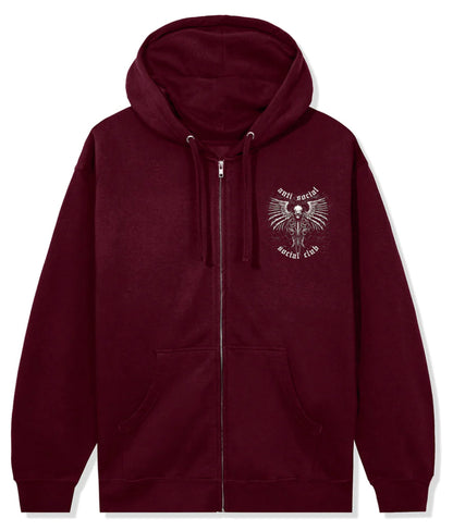 Anti Social Social Club Solace Zip up  Hoodie-Maroon