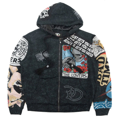 Brave Heart Tapestry Hoodie F5545 - BLACK