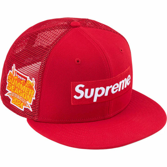 SUPREME BOX LOGO MESH BACK NEW ERA HAT RED