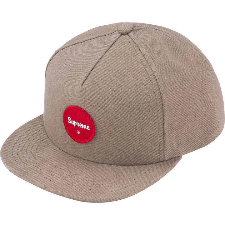 SUPREME TWILL PATCH 5-PANEL SNAP BACK HAT KHAKI