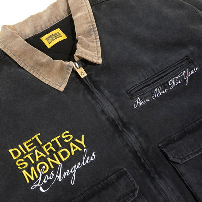 DIET STARTS MONDAY   Logo Embroidered Worker Jacket In Black DSM-FA23-001