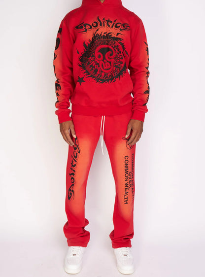 POLITICS ACID WASHED STACKED SWEATSUIT DENNIS722-RED