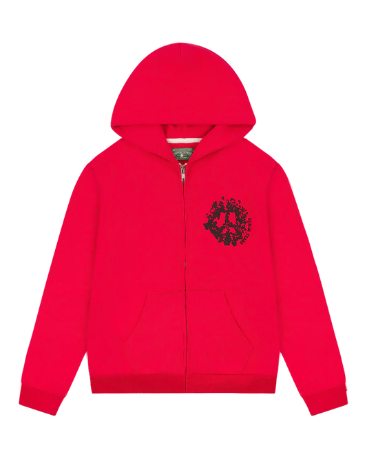 DENIM TEARS Denim University Zip Hoodie RED