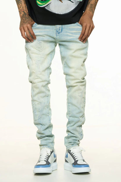 PHEELING "LOVE IS PAIN" EMBOSSED SKINNY DENIM (PH-SS24-52)