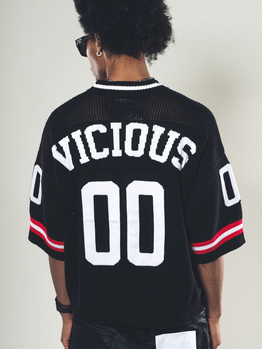 VICIOUS CROP JERSEY SWEATER VC607-BLACK/WHITE