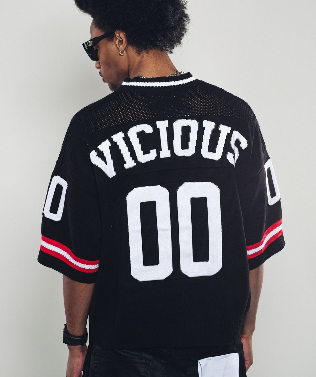 VICIOUS CROP JERSEY SWEATER VC607-BLACK/WHITE