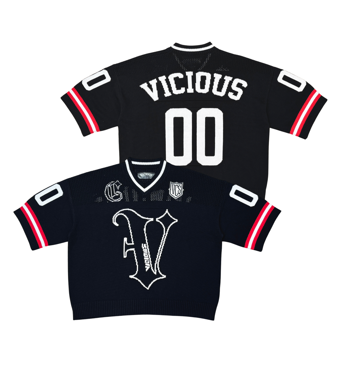 VICIOUS CROP JERSEY SWEATER VC607-BLACK/WHITE