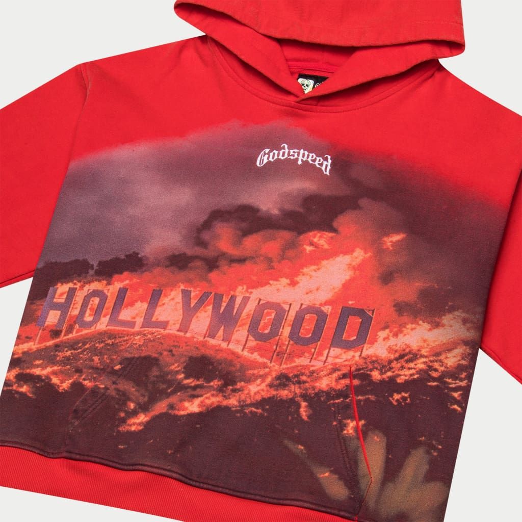 GOD SPEED 'HOLLYWOOD-INFERNO-HOODIE"-RED-WASH