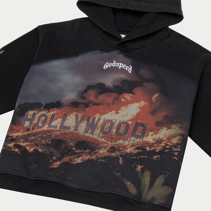 GOD SPEED 'HOLLYWOOD-INFERNO-HOODIE"-BLACK-WASH