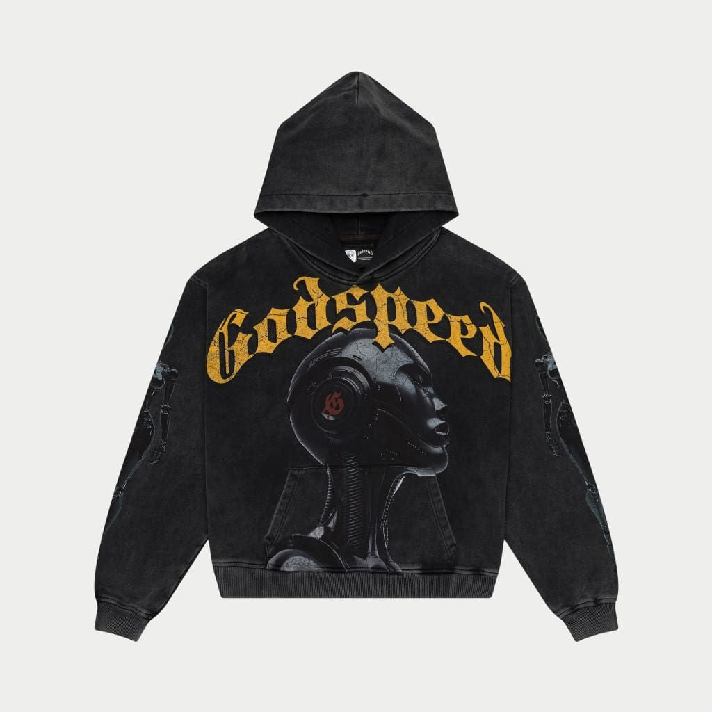 GOD SPEED 'ALEXA-HOODIE'-BLACK-WASH