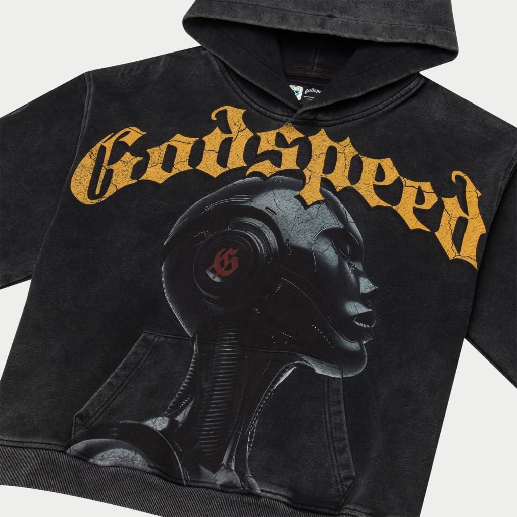 GOD SPEED 'ALEXA-HOODIE'-BLACK-WASH