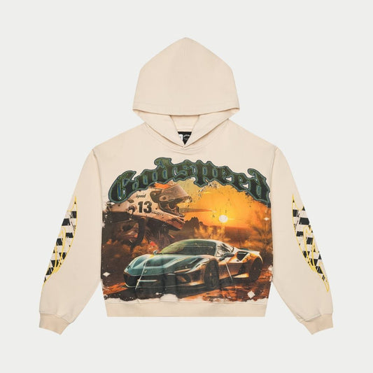 GOD SPEED 'SUNSET-DRIFT-HOODIE'-BONE-WASH