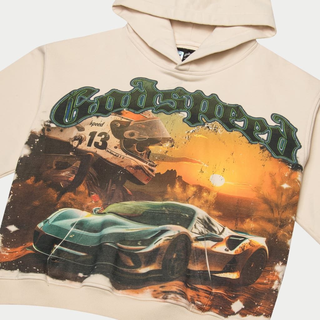 GOD SPEED 'SUNSET-DRIFT-HOODIE'-BONE-WASH