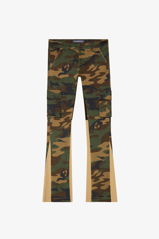 VALABASAS “COMMANDER " FOILAGE GREEN STACKED FLARE JEAN