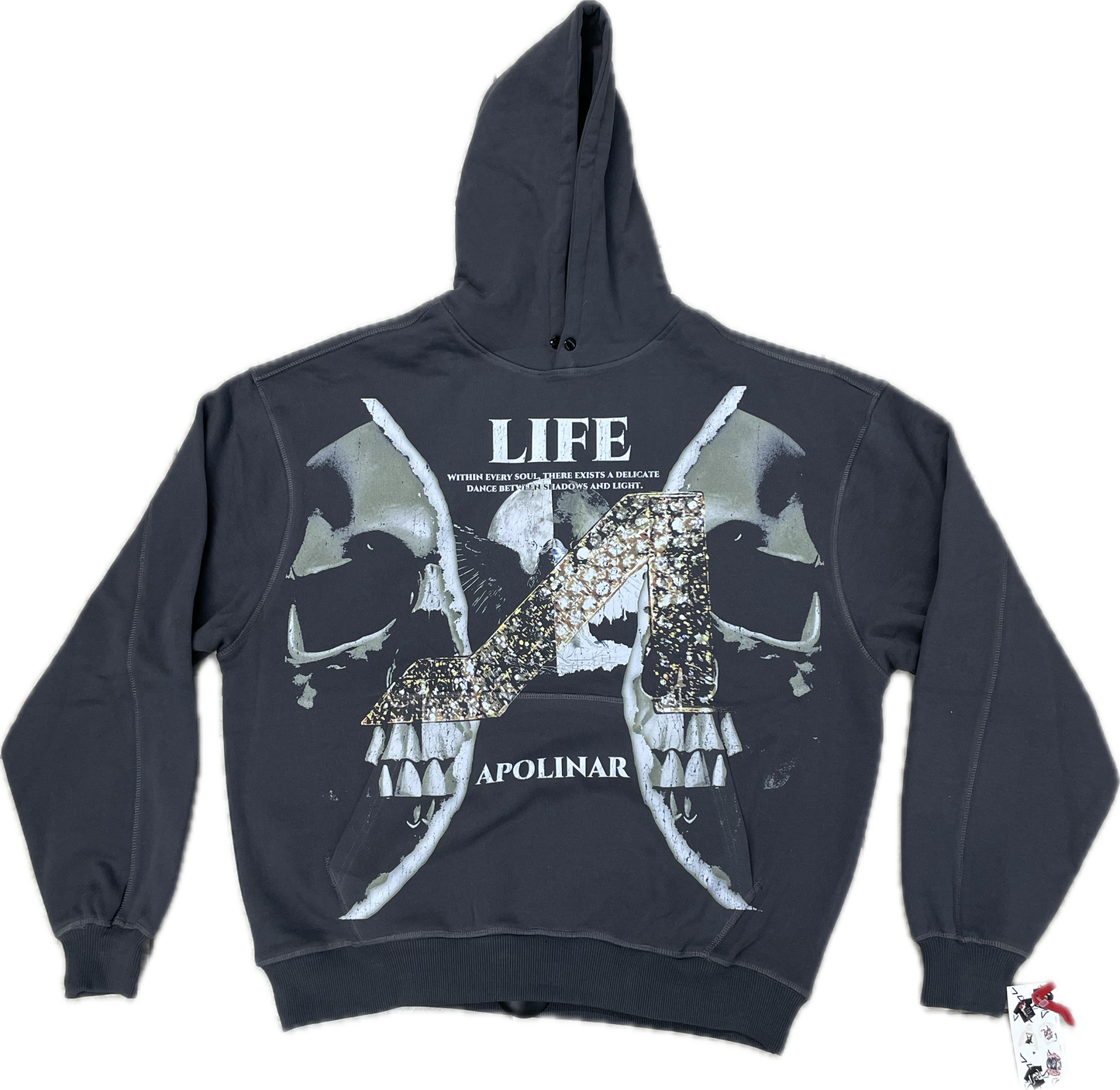 APOLINAR LIFE BLACK INK HOODIE -PLR-402 'CEMENT'