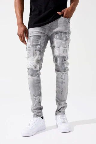 JORDAN CRAIG SEAN FIT SLIM JEANS W/PATCHES