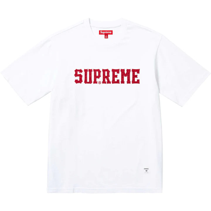 SUPREME TWILL APPLIQUE S/S TOP- WHITE