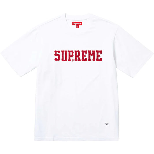 SUPREME TWILL APPLIQUE S/S TOP- WHITE