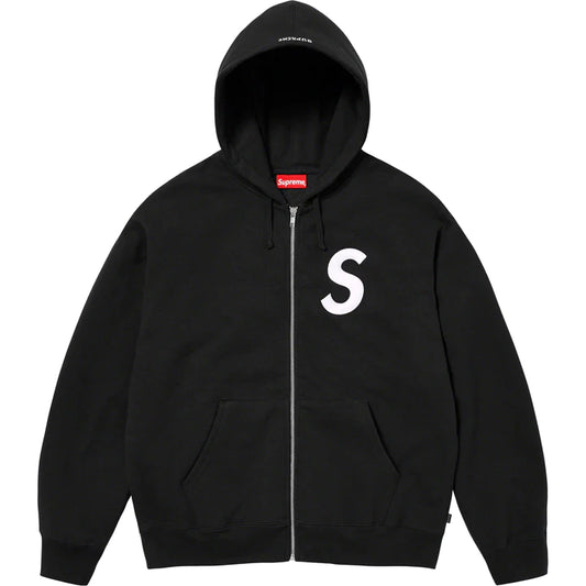 SUPREME S LOGO ZIP UP HOODED SWEATSHIRT 'BLACK'