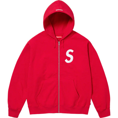 SUPREME S LOGO ZIP UP HOODED SWEATSHIRT 'RED'