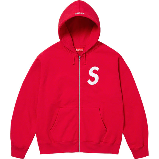 SUPREME S LOGO ZIP UP HOODED SWEATSHIRT 'RED'