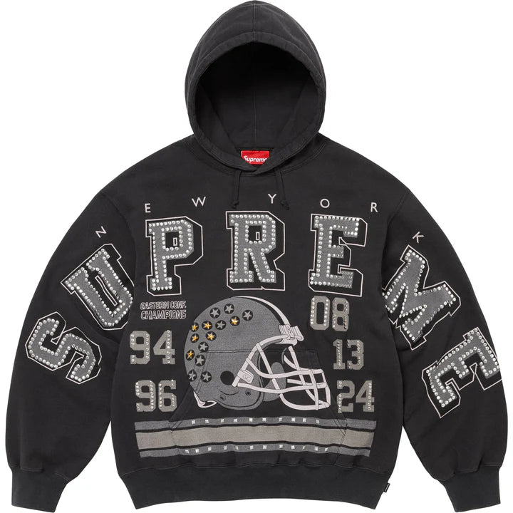 SUPREME CHAMPION STUDDED HOODED SWEATER - BLACK