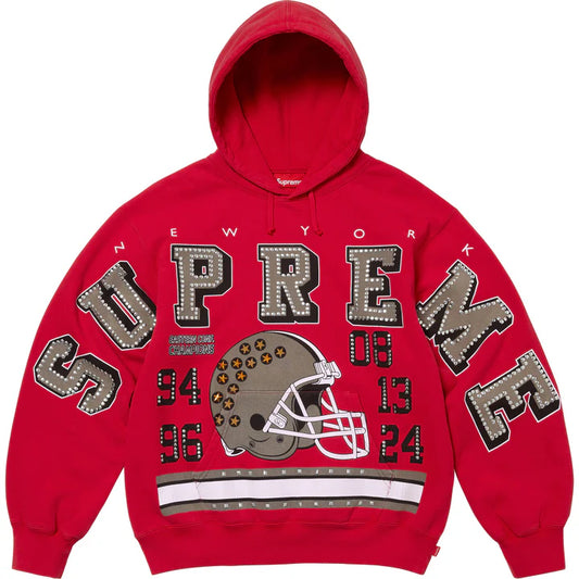 SUPREME CHAMPION STUDDED HOODED SWEATER - RED