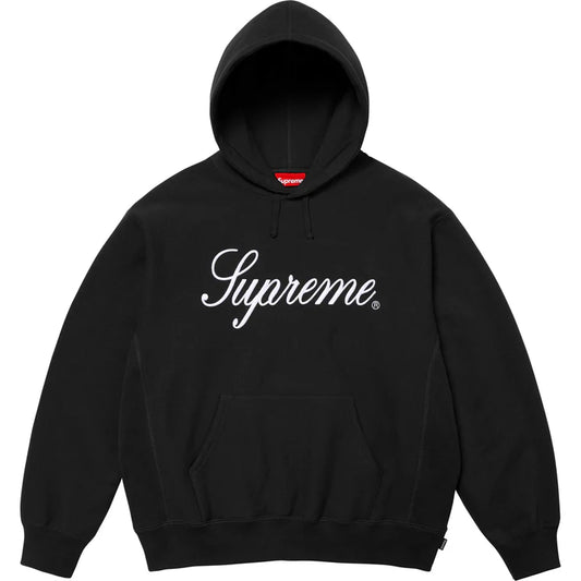 SUPREME EMBROIDERED SCRIPT HOODED SWEATSHIRT- BLACK