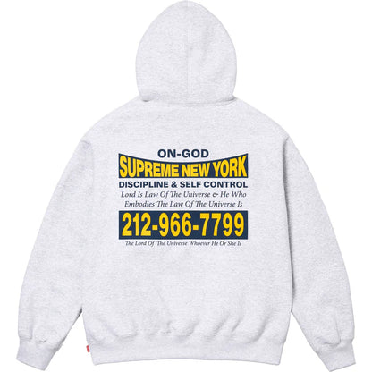 SUPREME ON GOD HOODED SWEATER - ASH GREY