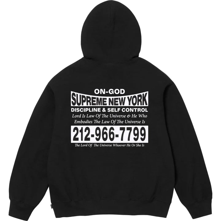 SUPREME ON GOD HOODED SWEATER - BLACK