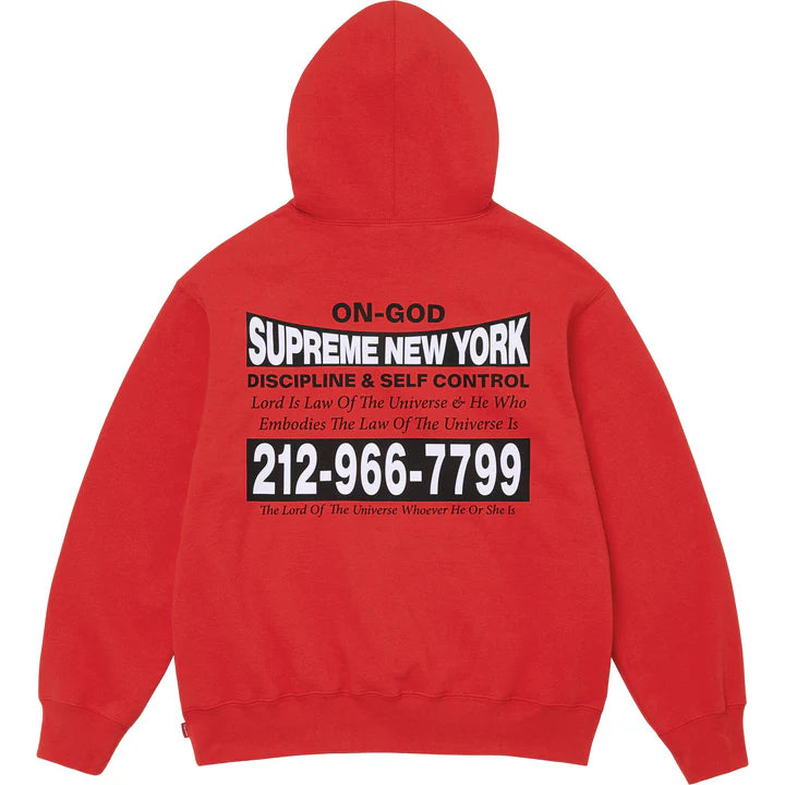 SUPREME ON GOD HOODED SWEATER - BURNT RED