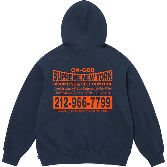 SUPREME ON GOD HOODED SWEATER - NAVY