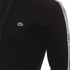 LACOSTE Men’s Classic Fit Branded Stripes Zip-Up Hoodie SH5065 51 031 BLACK