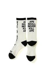 BAPE 'Ape Shall Never Kill Ape Socks' Men's White