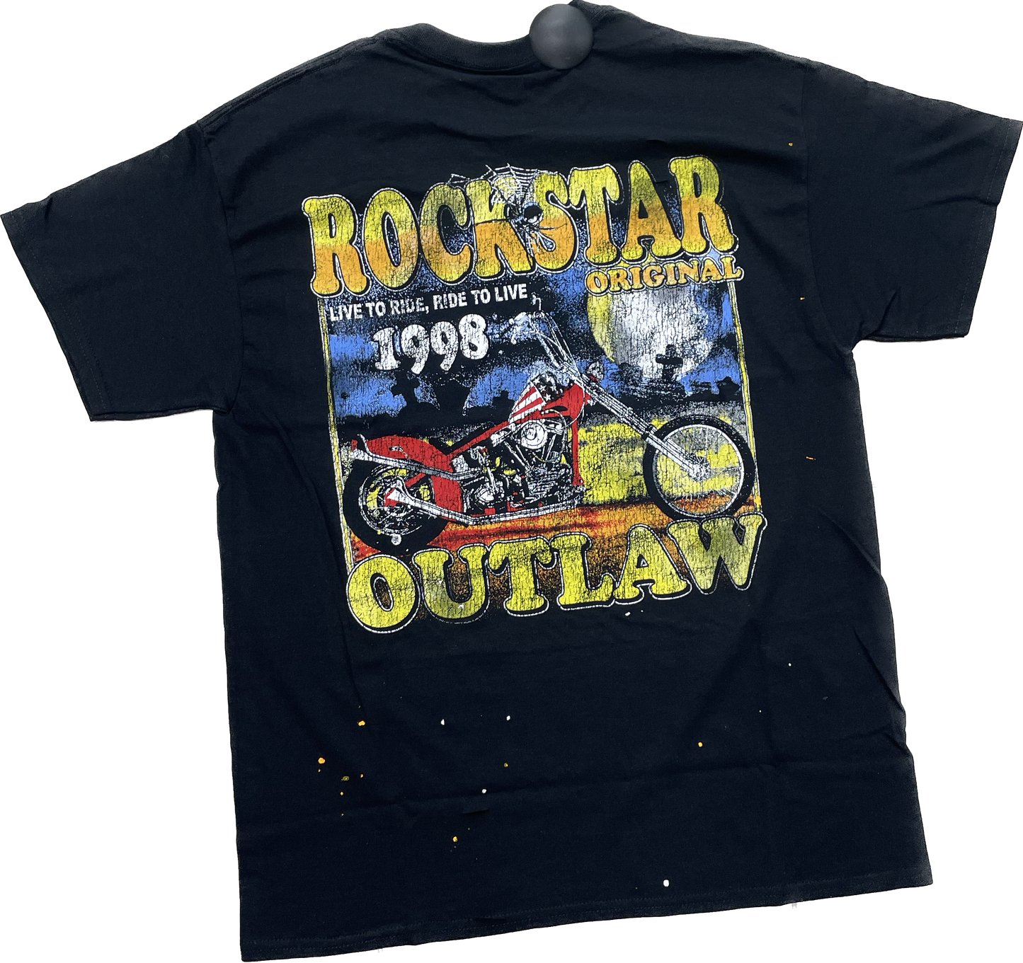 ROCKSTAR CHOPPER BLACK OVERSIZED GRAPHIC T-SHIRT