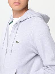 Lacoste Men's Kangaroo Pocket Zip-Up Fleece Hoodie 'GREY' SH9626 51 CCA