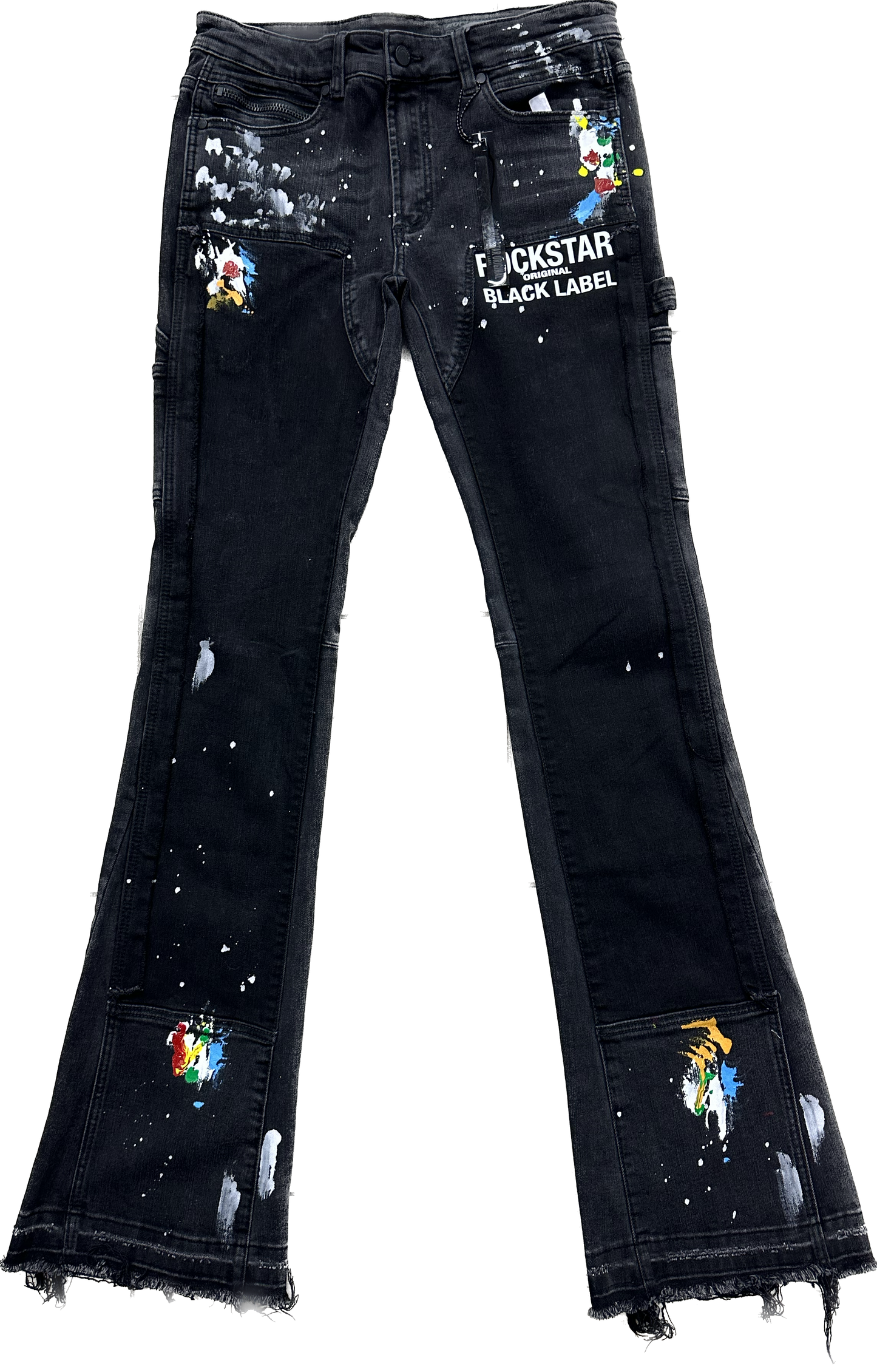 ROCKSTAR ORIGINAL LINUS BLACK STACKED FLARE JEAN