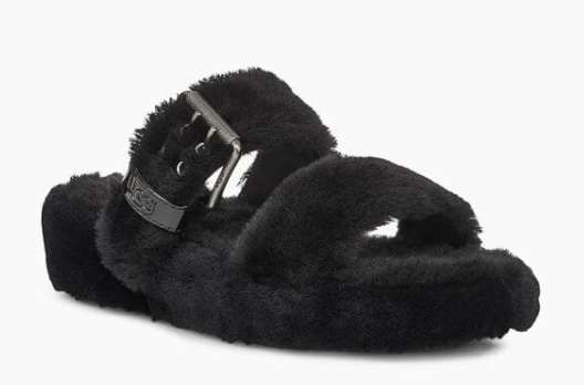 UGG-FUZZ YEAH SLIPPER-BLACK