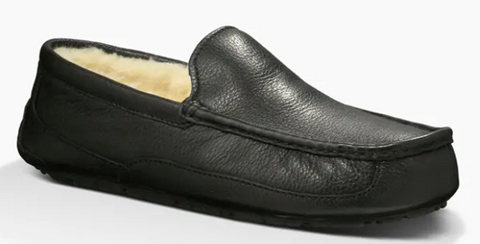 UGG-MEN's ASCOT LEATHER SLIPPER-BLACK