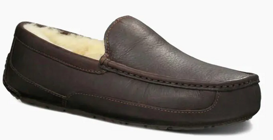 UGG-MEN's ASCOT LEATHER SLIPPER-CHINA TEA