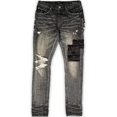 PURPLE JEANS P001-GBP GREY BLACK PATCHED